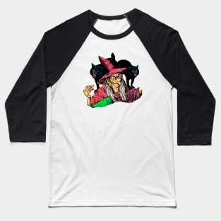 Terrible witch with demonic black cats Baseball T-Shirt